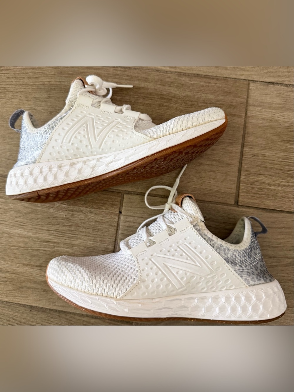 New Balance White and Silver Women's Athletic Sneakers